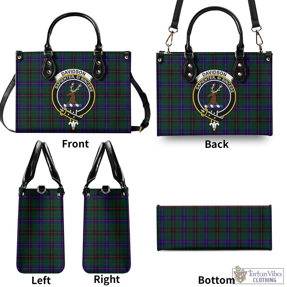 Tartan Vibes Clothing Davidson Modern Tartan Luxury Leather Handbags with Family Crest