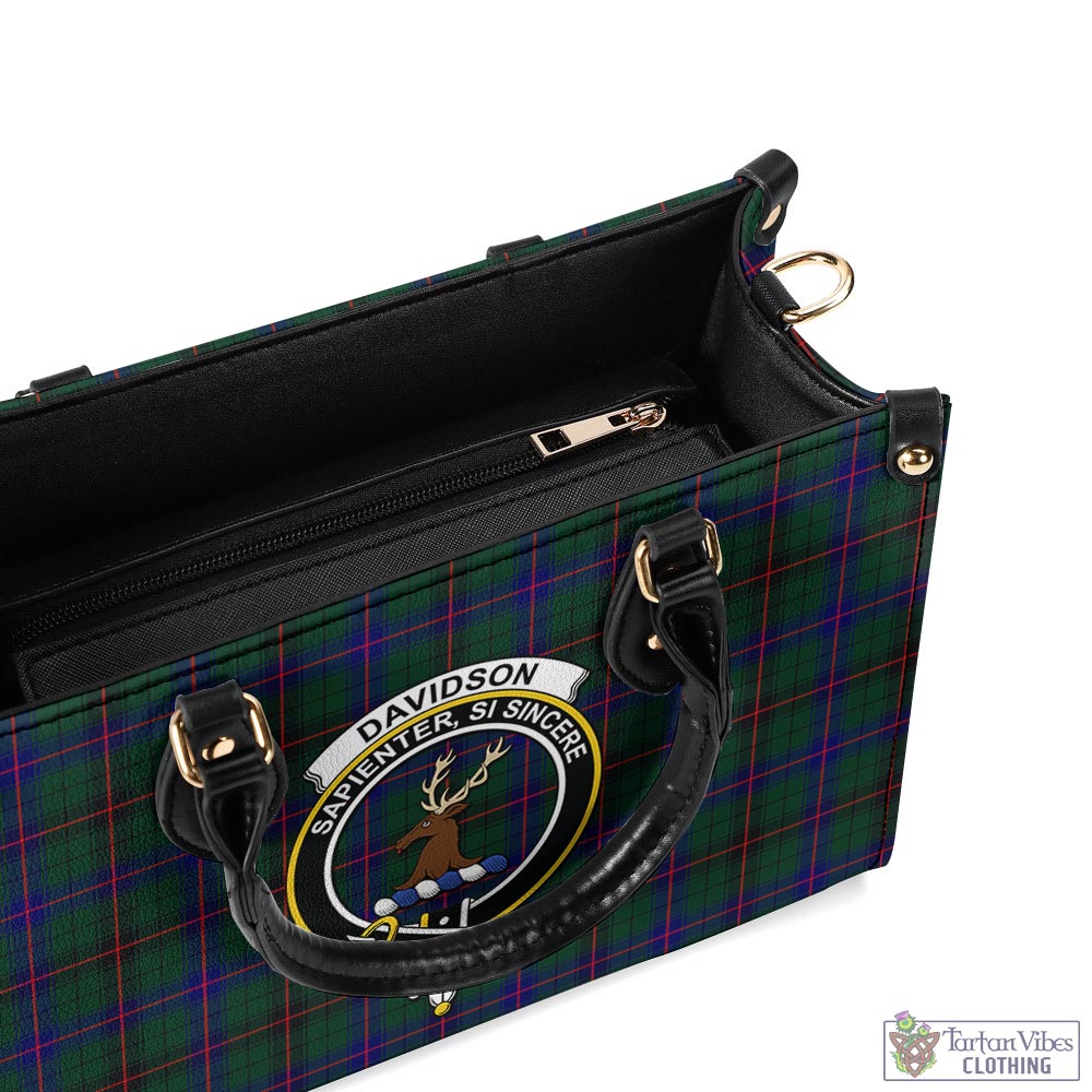 Tartan Vibes Clothing Davidson Modern Tartan Luxury Leather Handbags with Family Crest