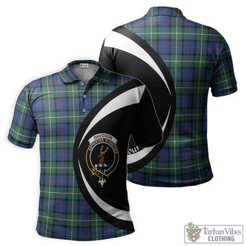 Davidson of Tulloch Tartan Men's Polo Shirt with Family Crest Circle Style