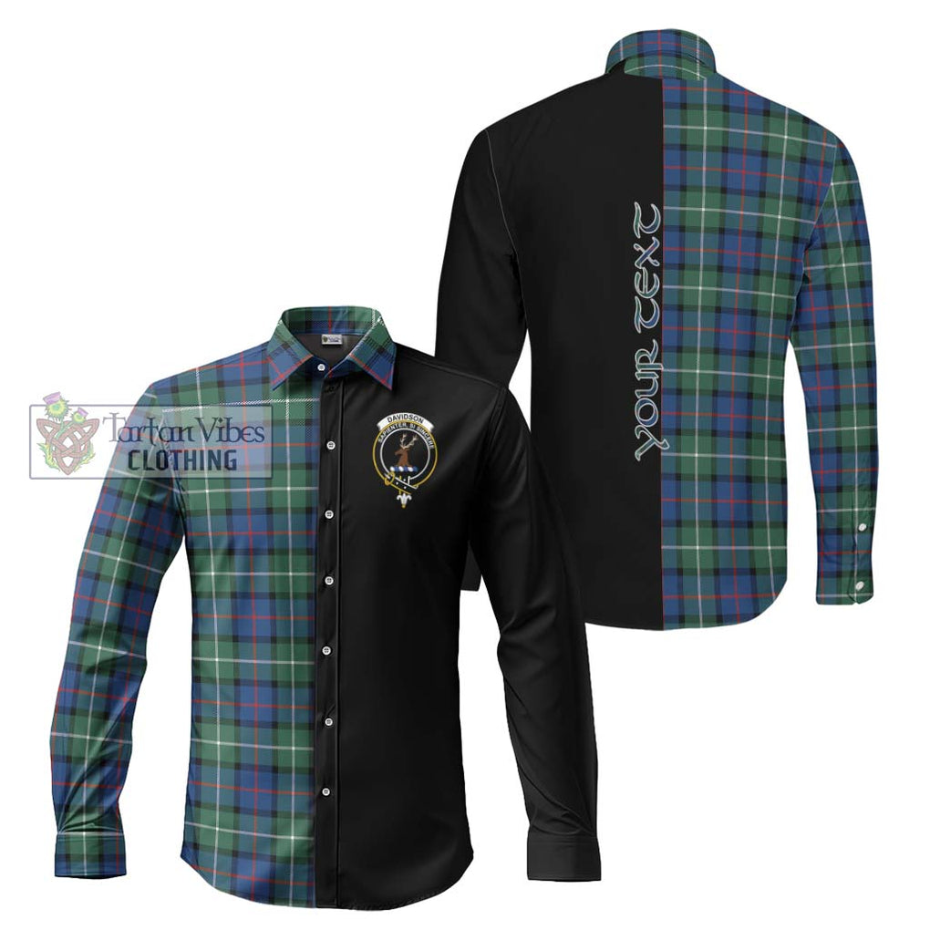 Davidson of Tulloch Tartan Long Sleeve Button Shirt with Family Crest and Half Of Me Style Men's Shirt S - Tartanvibesclothing Shop