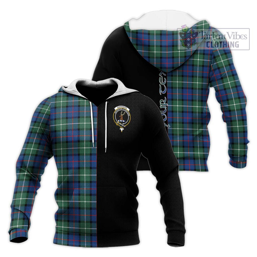 Davidson of Tulloch Tartan Knitted Hoodie with Family Crest and Half Of Me Style Unisex Knitted Pullover Hoodie - Tartanvibesclothing Shop