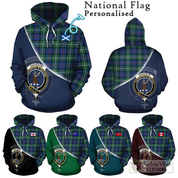 Davidson of Tulloch Tartan Hoodie with Personalised National Flag and Family Crest Half Style