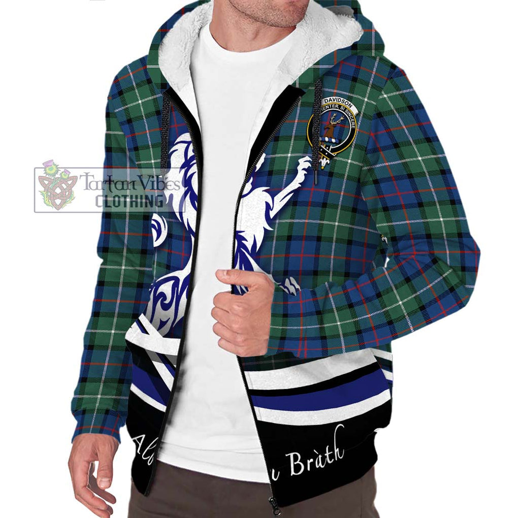 Davidson of Tulloch Tartan Sherpa Hoodie with Alba Gu Brath Regal Lion Emblem Unisex S - Tartanvibesclothing Shop