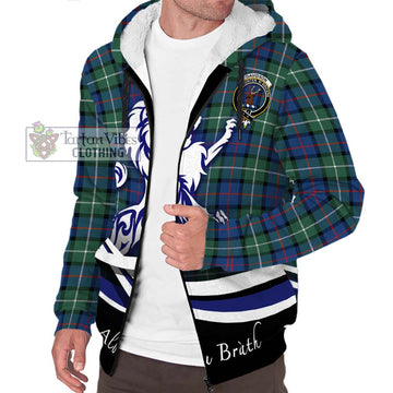 Davidson of Tulloch Tartan Sherpa Hoodie with Alba Gu Brath Regal Lion Emblem