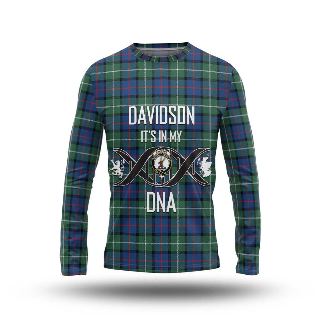 Davidson of Tulloch Tartan Long Sleeve T-Shirt with Family Crest DNA In Me Style Unisex - Tartanvibesclothing Shop