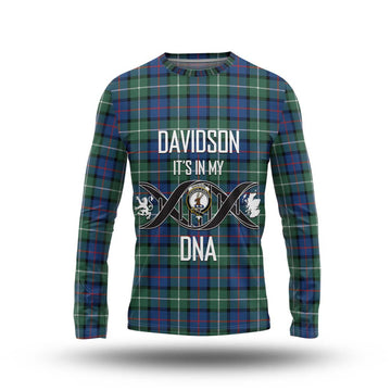 Davidson of Tulloch Tartan Long Sleeve T-Shirt with Family Crest DNA In Me Style