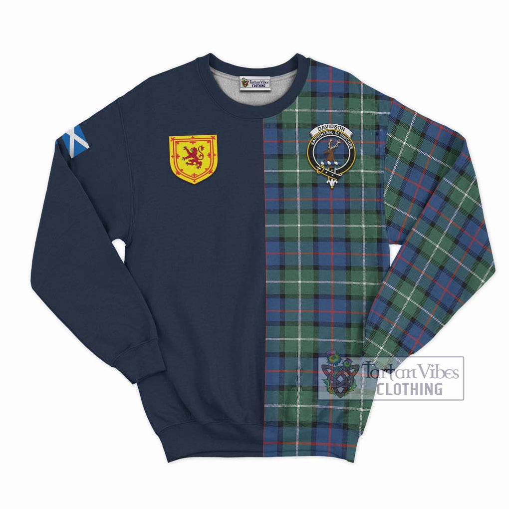 Tartan Vibes Clothing Davidson of Tulloch Tartan Sweatshirt with Scottish Lion Royal Arm Half Style