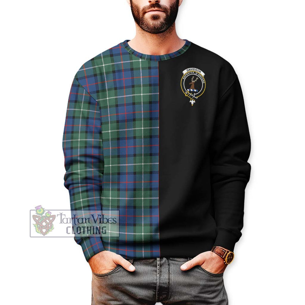 Davidson of Tulloch Tartan Sweatshirt with Family Crest and Half Of Me Style Unisex - Tartanvibesclothing Shop