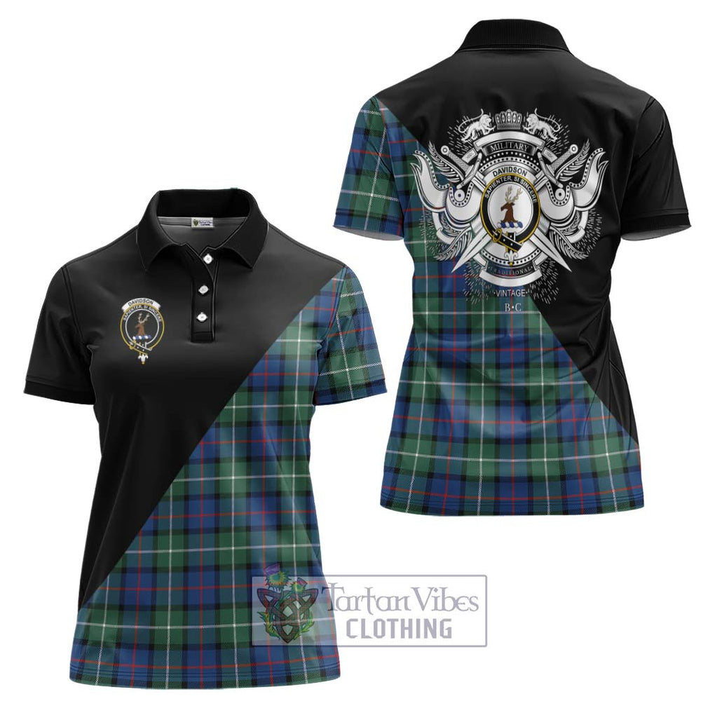 Davidson of Tulloch Tartan Women's Polo Shirt with Family Crest and Military Logo Style Women - Tartanvibesclothing Shop