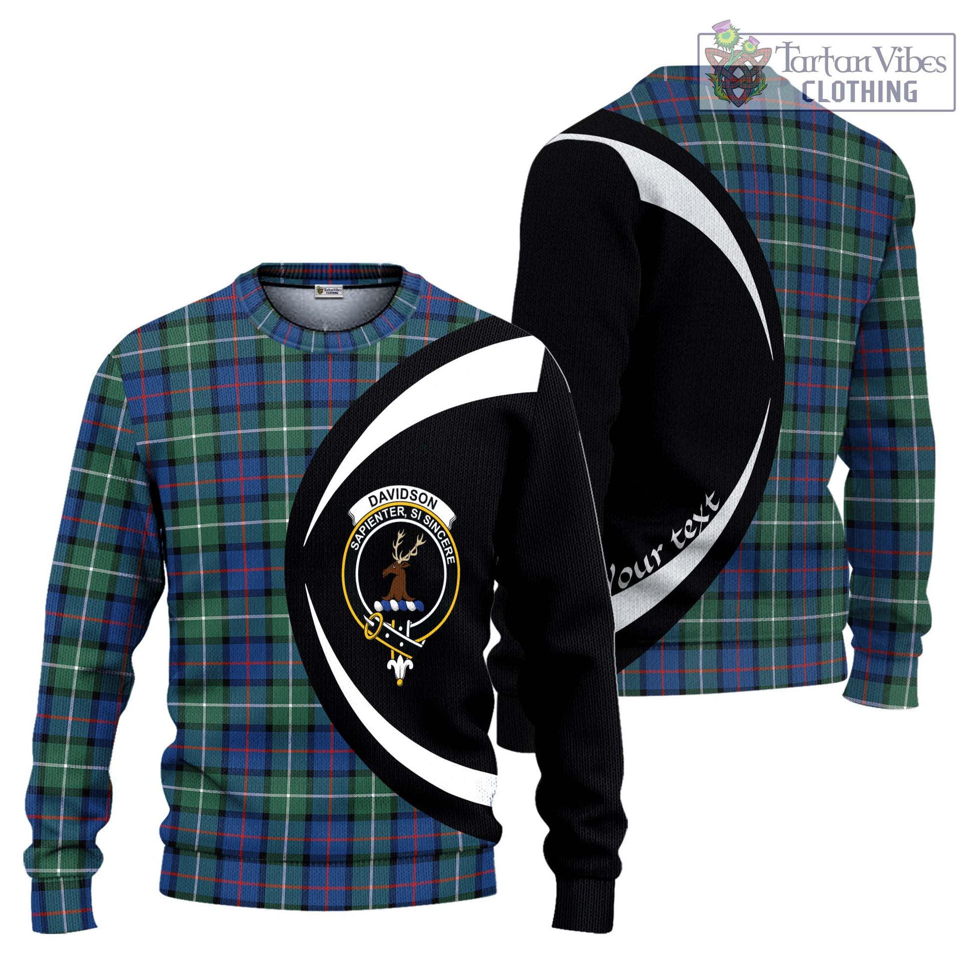 Davidson of Tulloch Tartan Ugly Sweater with Family Crest Circle Style Unisex - Tartan Vibes Clothing