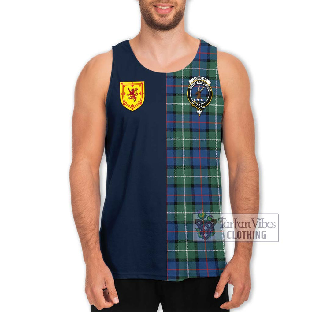 Tartan Vibes Clothing Davidson of Tulloch Tartan Men's Tank Top with Scottish Lion Royal Arm Half Style