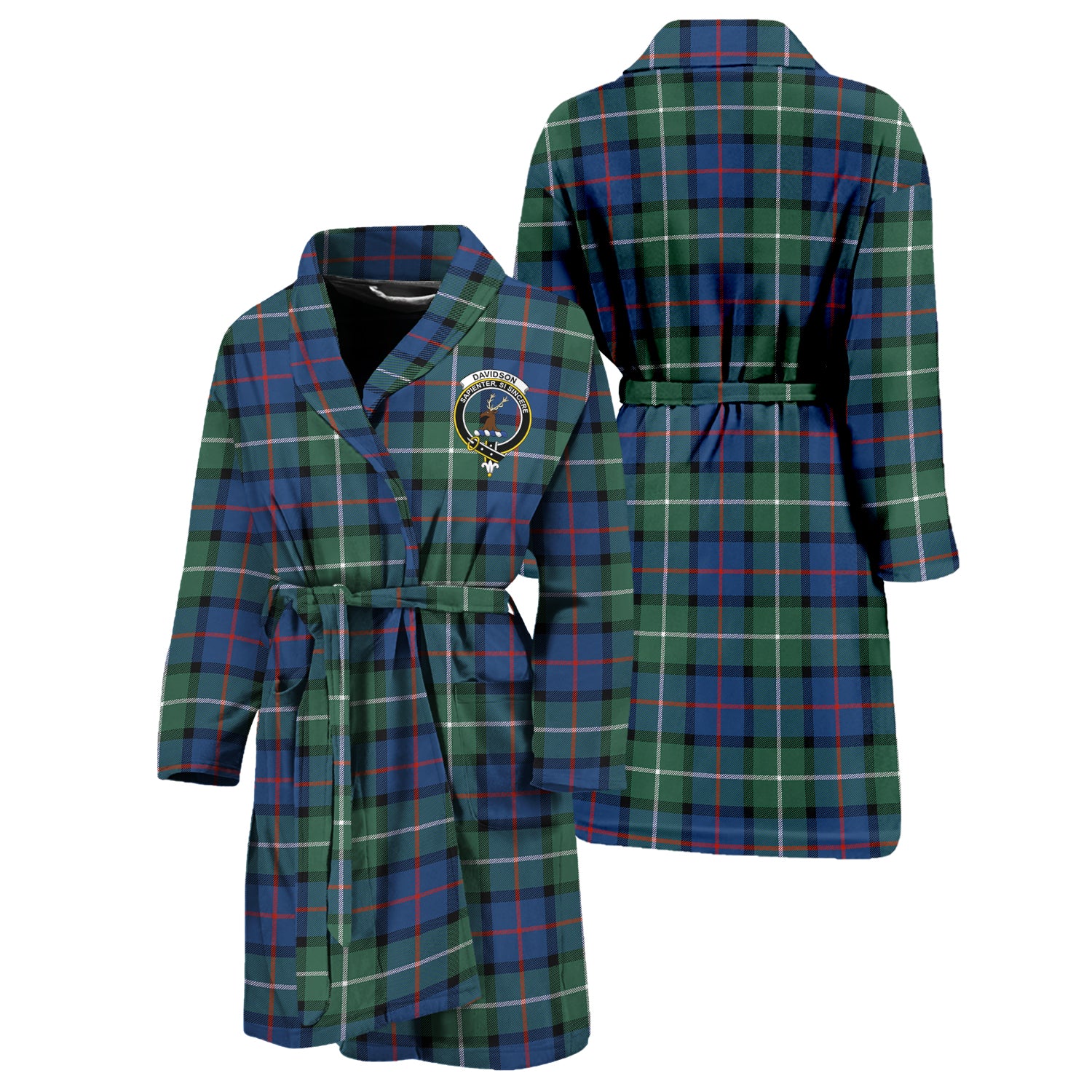 Davidson of Tulloch Tartan Bathrobe with Family Crest Unisex S - Tartan Vibes Clothing