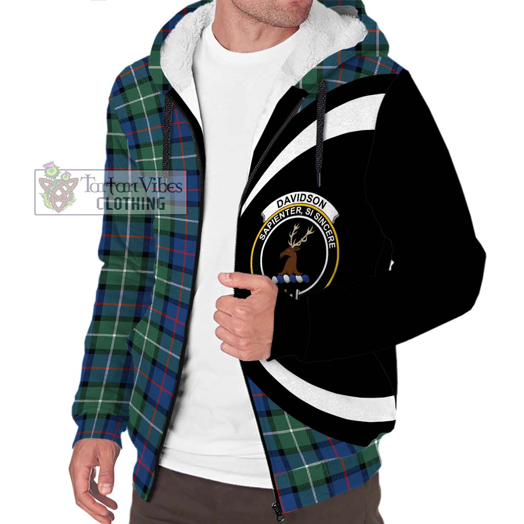 Davidson of Tulloch Tartan Sherpa Hoodie with Family Crest Circle Style Unisex S - Tartan Vibes Clothing