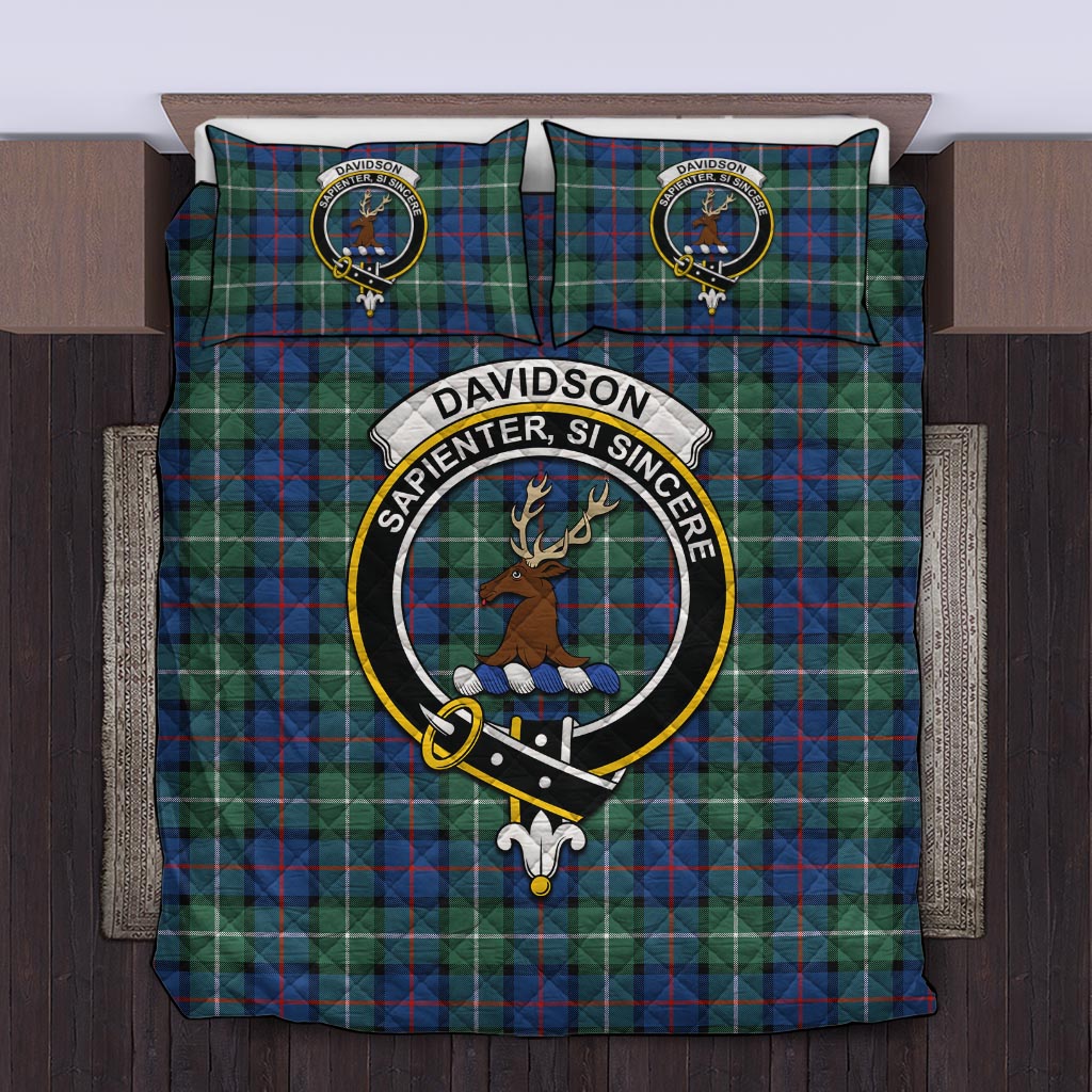 Davidson of Tulloch Tartan Quilt Bed Set with Family Crest Twin - Tartan Vibes Clothing