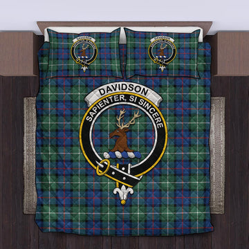 Davidson of Tulloch Tartan Quilt Bed Set with Family Crest