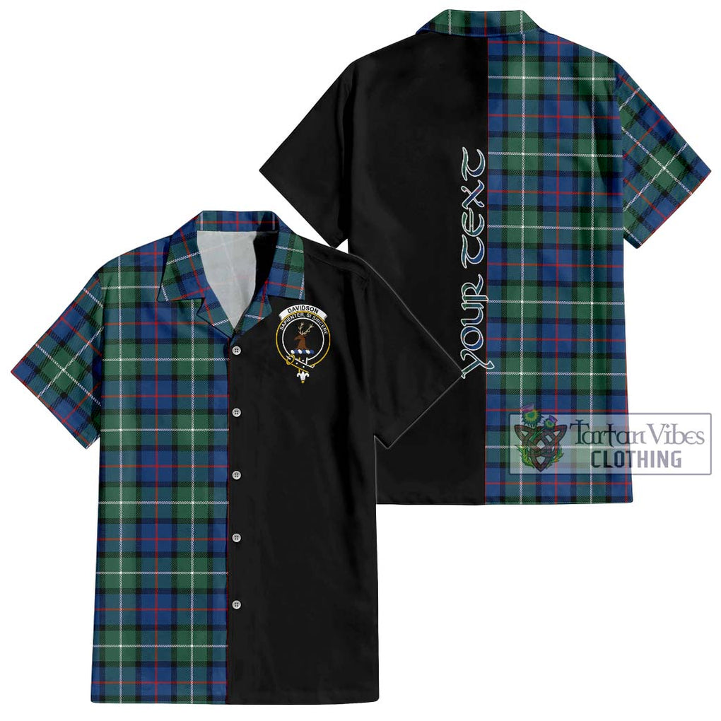 Davidson of Tulloch Tartan Short Sleeve Button Shirt with Family Crest and Half Of Me Style Kid - Tartanvibesclothing Shop