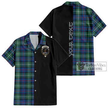 Davidson of Tulloch Tartan Short Sleeve Button Shirt with Family Crest and Half Of Me Style