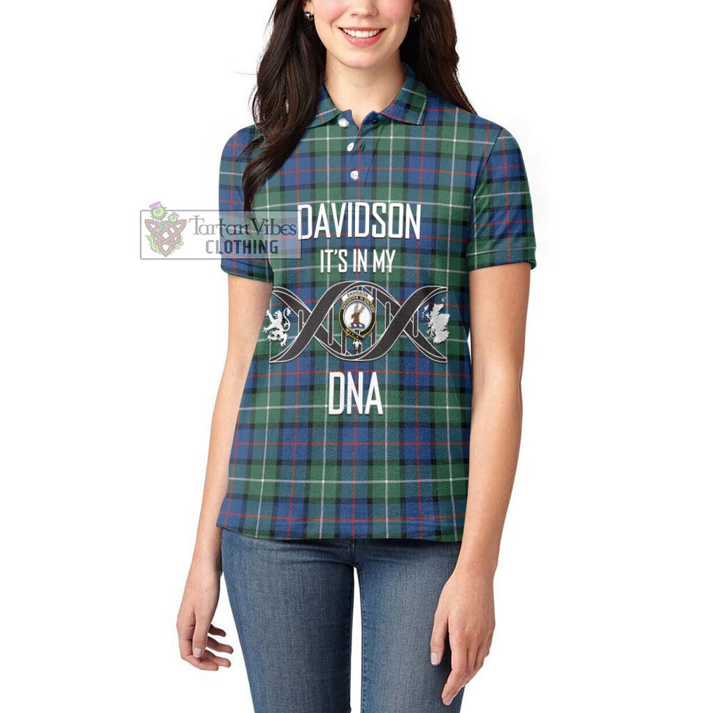 Davidson of Tulloch Tartan Women's Polo Shirt with Family Crest DNA In Me Style Women - Tartanvibesclothing Shop