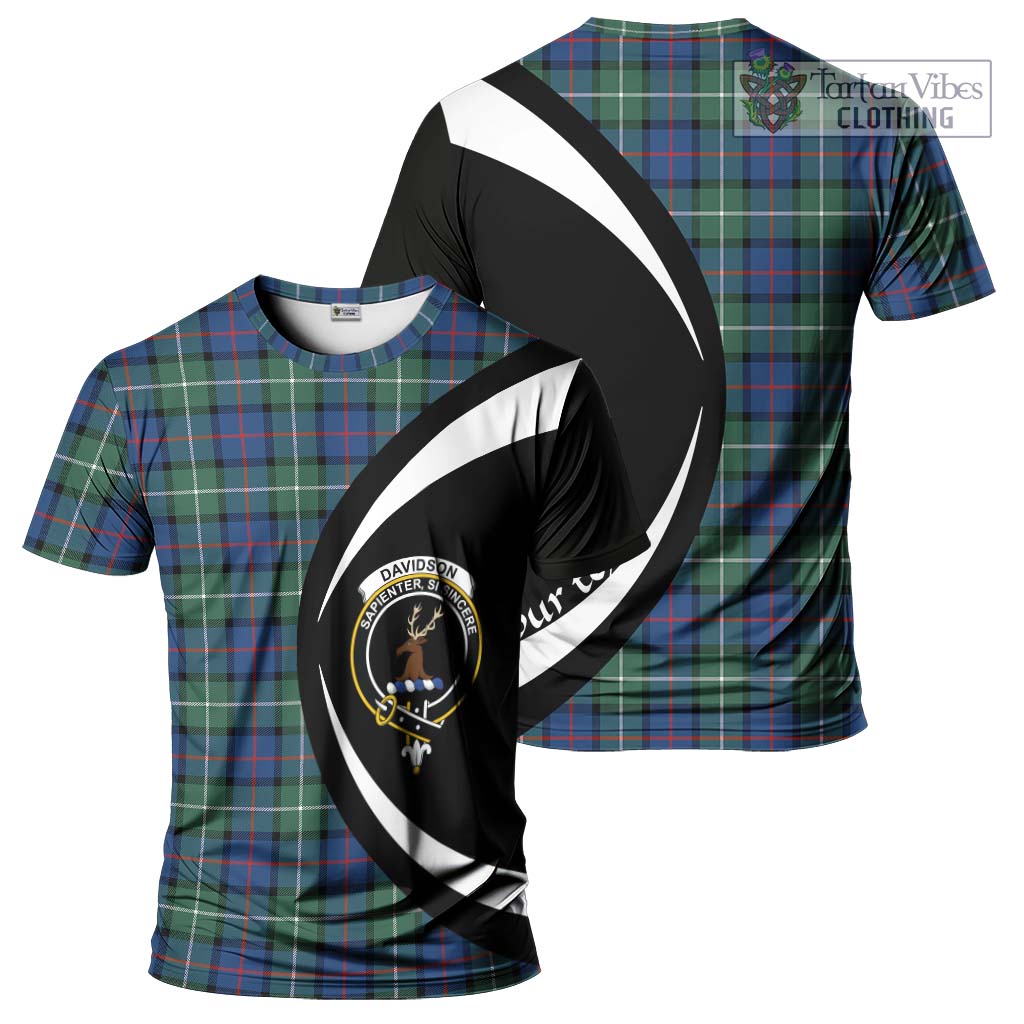 Tartan Vibes Clothing Davidson of Tulloch Tartan T-Shirt with Family Crest Circle Style