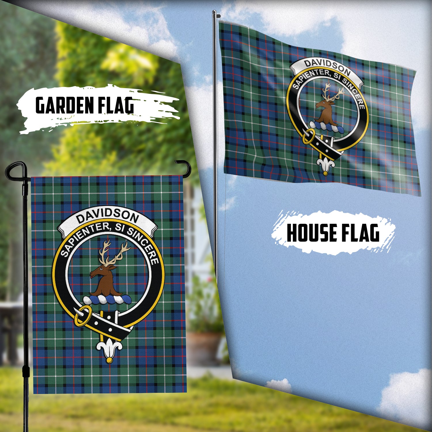 Davidson of Tulloch Tartan Flag with Family Crest Garden Flag (Vertical) - Tartan Vibes Clothing