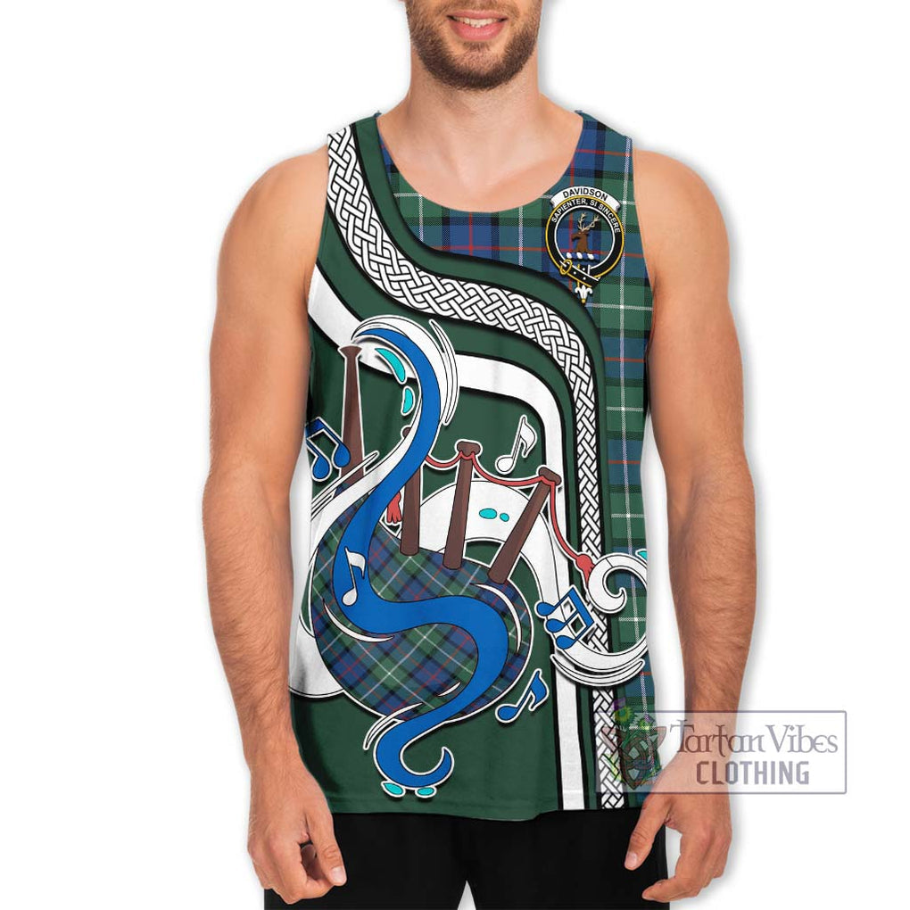 Davidson of Tulloch Tartan Men's Tank Top with Epic Bagpipe Style Men - Tartanvibesclothing Shop