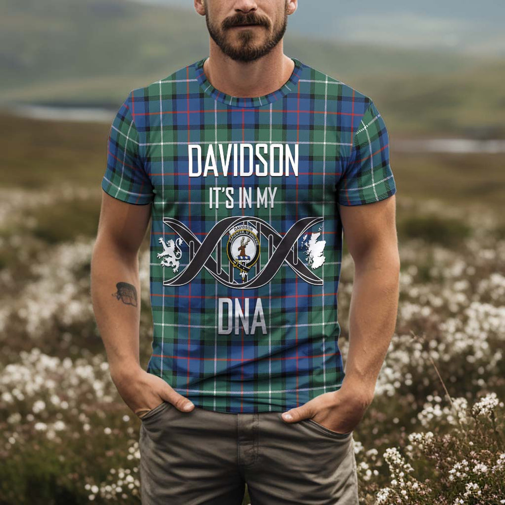 Davidson of Tulloch Tartan T-Shirt with Family Crest DNA In Me Style Kid's Shirt - Tartan Vibes Clothing