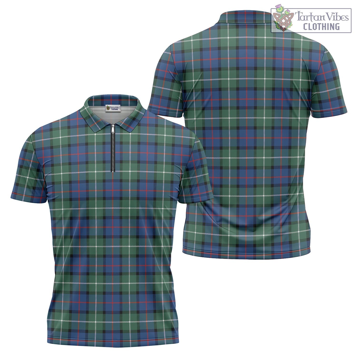 Tartan Vibes Clothing Davidson of Tulloch Tartan Zipper Polo Shirt