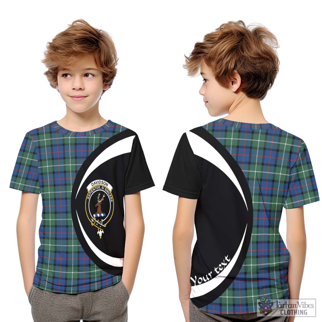 Davidson of Tulloch Tartan Kid T-Shirt with Family Crest Circle Style Youth XL Size14 - Tartan Vibes Clothing