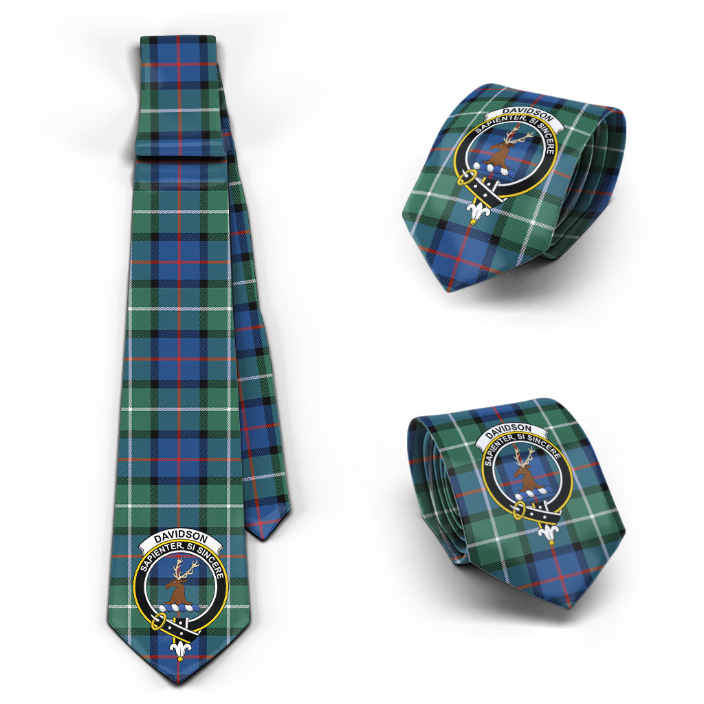 Davidson of Tulloch Tartan Classic Necktie with Family Crest Necktie One Size - Tartan Vibes Clothing