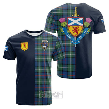 Davidson of Tulloch Tartan Cotton T-shirt Alba with Scottish Lion Royal Arm Half Style