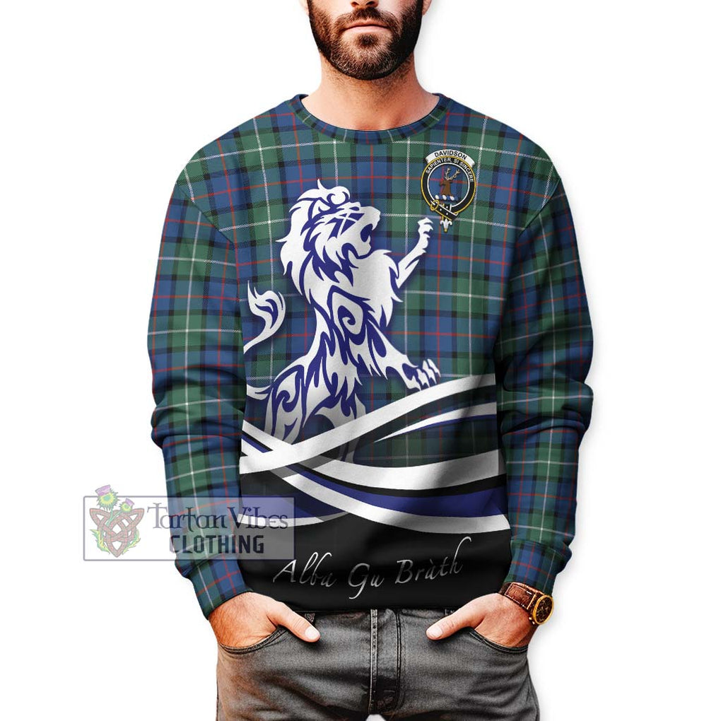 Davidson of Tulloch Tartan Sweatshirt with Alba Gu Brath Regal Lion Emblem Unisex - Tartanvibesclothing Shop