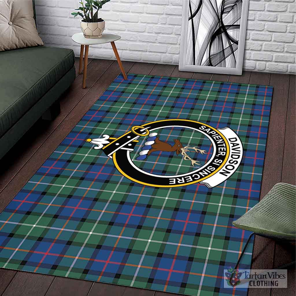 Tartan Vibes Clothing Davidson of Tulloch Tartan Area Rug with Family Crest