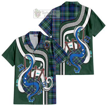 Davidson of Tulloch Tartan Short Sleeve Button Shirt with Epic Bagpipe Style