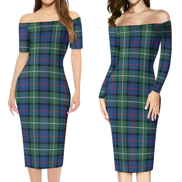 Davidson of Tulloch Tartan Off Shoulder Lady Dress