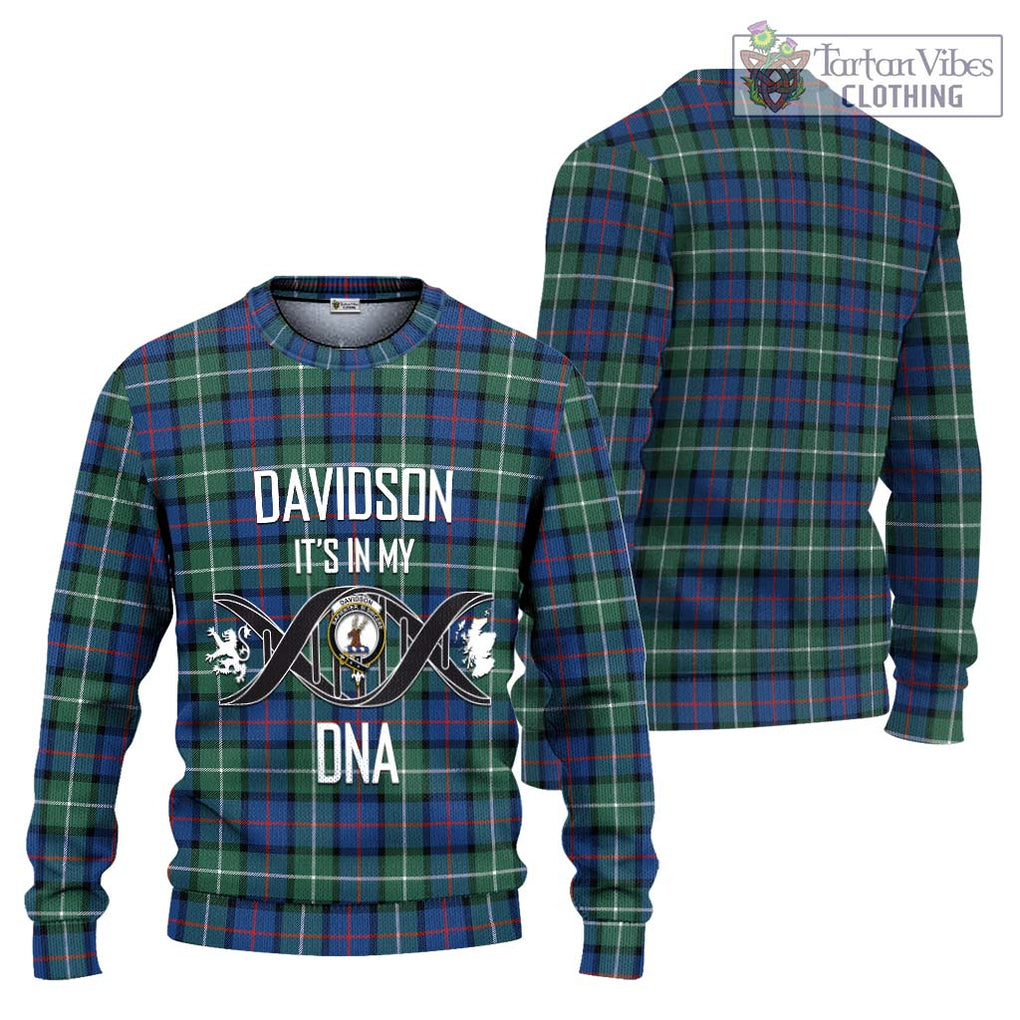 Davidson of Tulloch Tartan Knitted Sweater with Family Crest DNA In Me Style Unisex - Tartanvibesclothing Shop