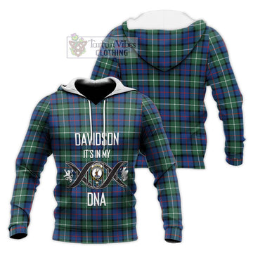 Davidson of Tulloch Tartan Knitted Hoodie with Family Crest DNA In Me Style