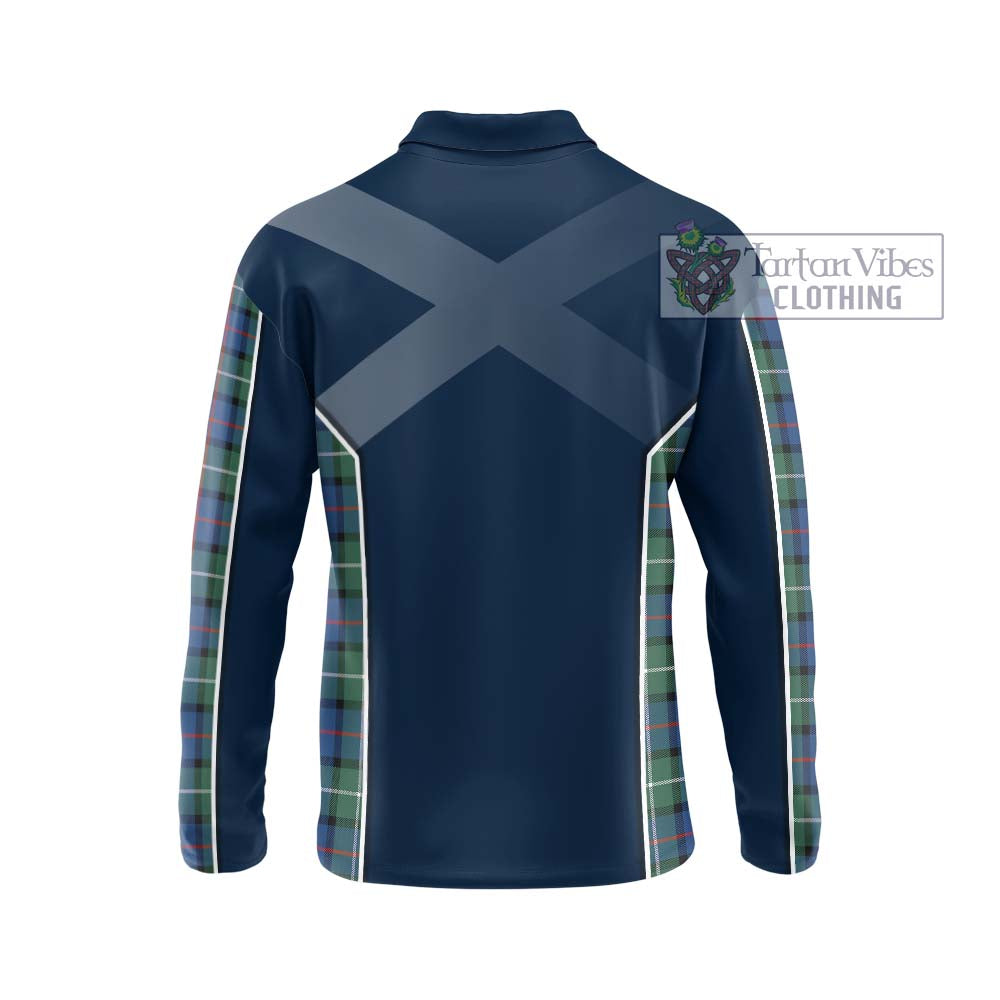 Davidson of Tulloch Tartan Long Sleeve Polo Shirt with Family Crest and Lion Rampant Vibes Sport Style - Tartan Vibes Clothing