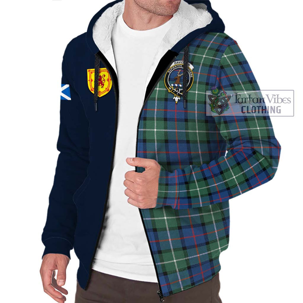 Tartan Vibes Clothing Davidson of Tulloch Tartan Sherpa Hoodie with Scottish Lion Royal Arm Half Style