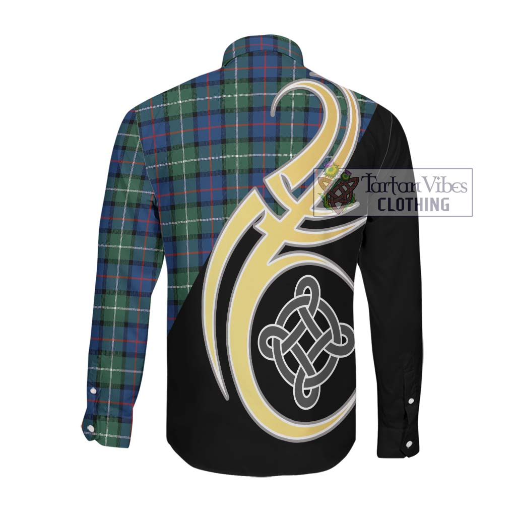 Davidson of Tulloch Tartan Long Sleeve Button Shirt with Family Crest and Celtic Symbol Style Men's Shirt - Tartan Vibes Clothing