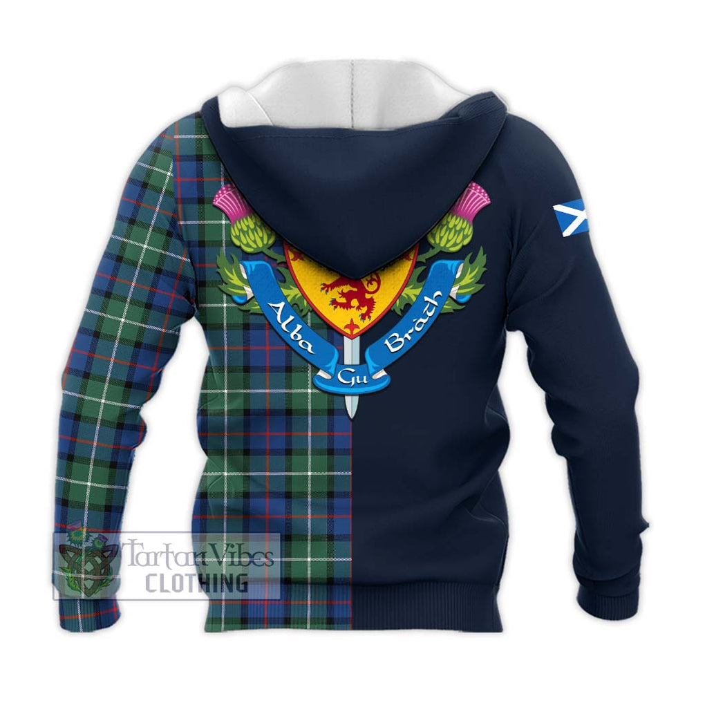 Tartan Vibes Clothing Davidson of Tulloch Tartan Knitted Hoodie with Scottish Lion Royal Arm Half Style