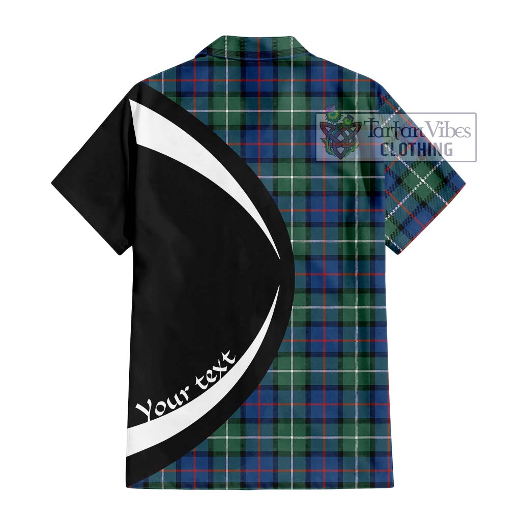 Davidson of Tulloch Tartan Short Sleeve Button Up with Family Crest Circle Style - Tartan Vibes Clothing