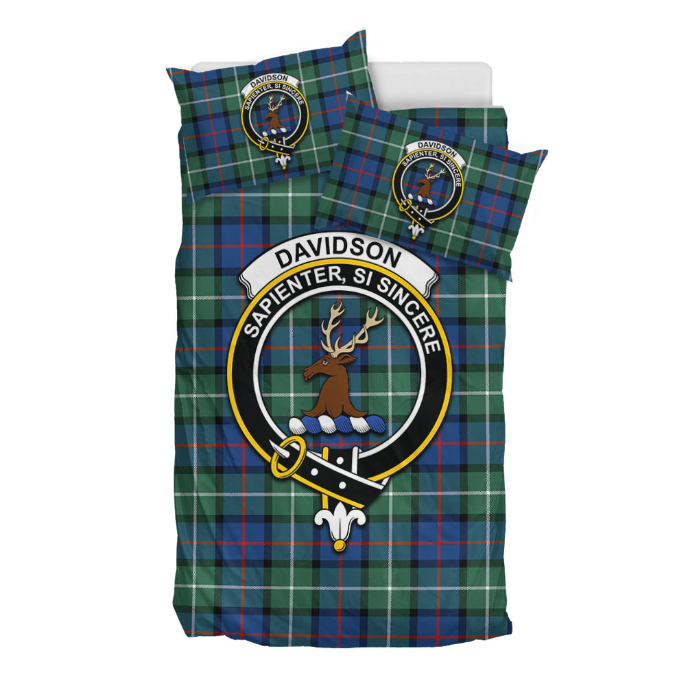 Davidson of Tulloch Tartan Bedding Set with Family Crest - Tartan Vibes Clothing