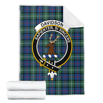 Davidson of Tulloch Tartan Blanket with Family Crest