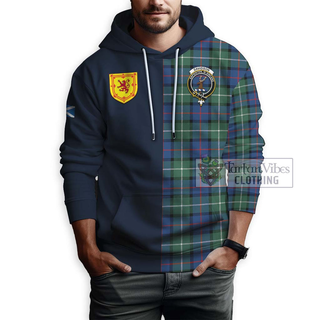 Tartan Vibes Clothing Davidson of Tulloch Tartan Hoodie with Scottish Lion Royal Arm Half Style