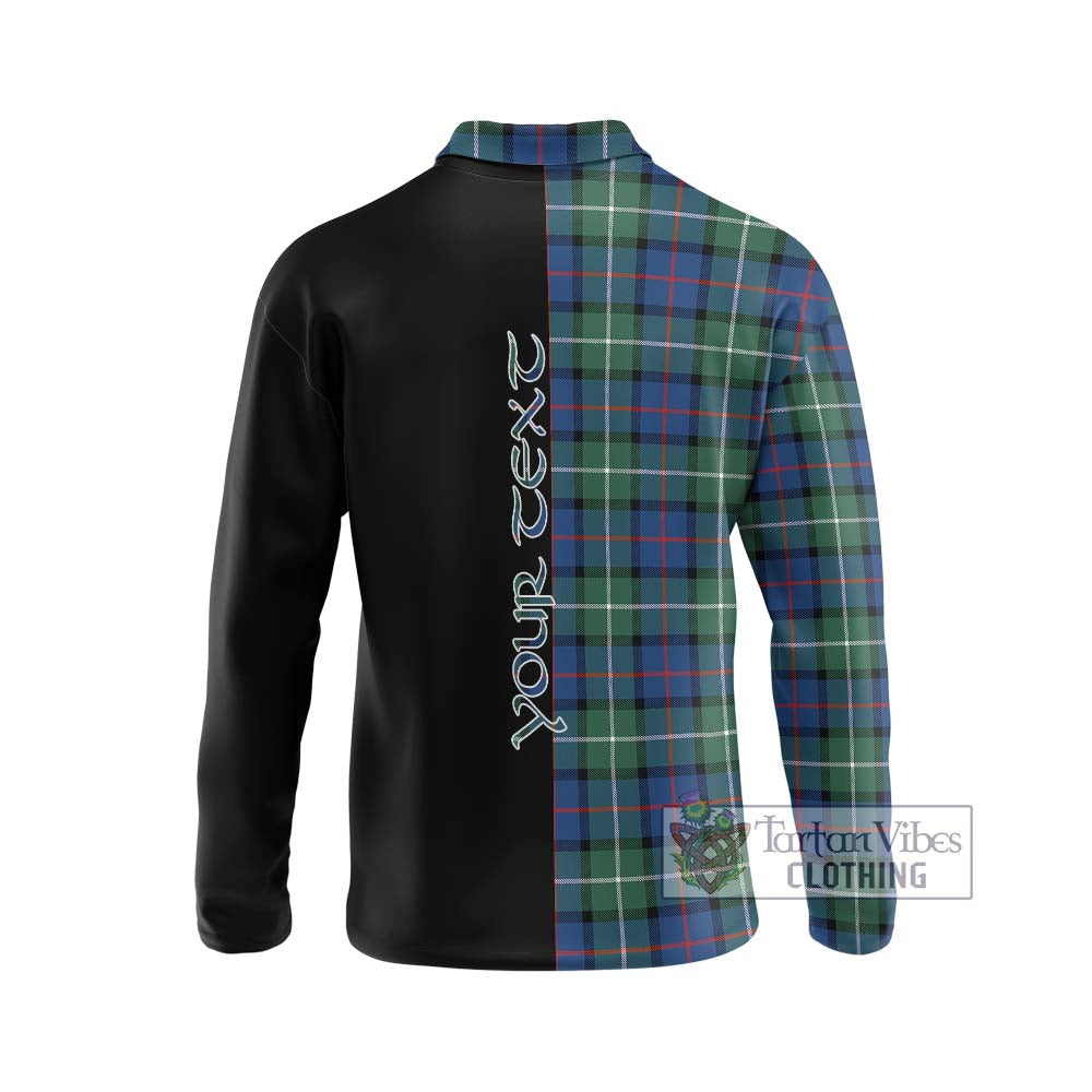 Davidson of Tulloch Tartan Long Sleeve Polo Shirt with Family Crest and Half Of Me Style - Tartanvibesclothing Shop