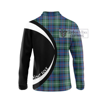 Davidson of Tulloch Tartan Long Sleeve Polo Shirt with Family Crest Circle Style