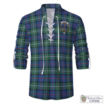 Davidson of Tulloch Tartan Men's Scottish Traditional Jacobite Ghillie Kilt Shirt with Family Crest