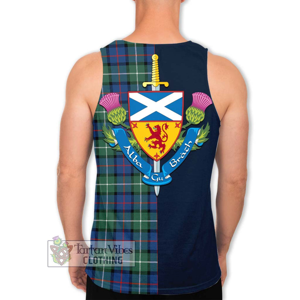 Tartan Vibes Clothing Davidson of Tulloch Tartan Men's Tank Top with Scottish Lion Royal Arm Half Style