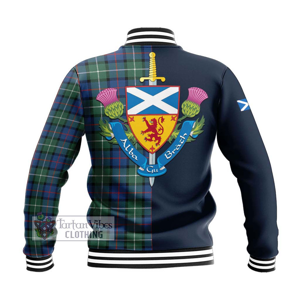 Tartan Vibes Clothing Davidson of Tulloch Tartan Baseball Jacket with Scottish Lion Royal Arm Half Style