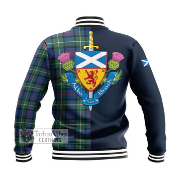 Davidson of Tulloch Tartan Baseball Jacket Alba with Scottish Lion Royal Arm Half Style